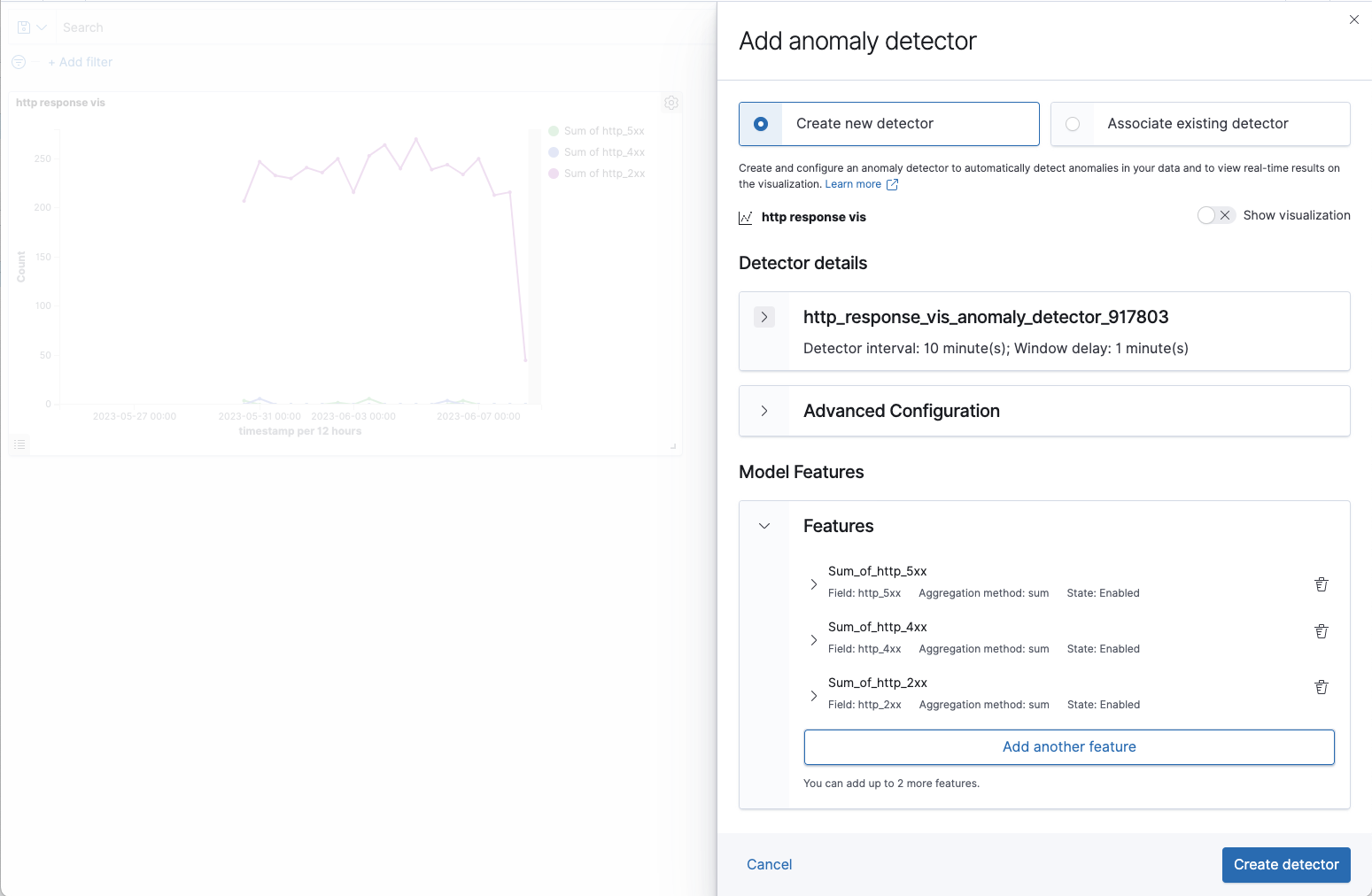 Interface of adding a detector