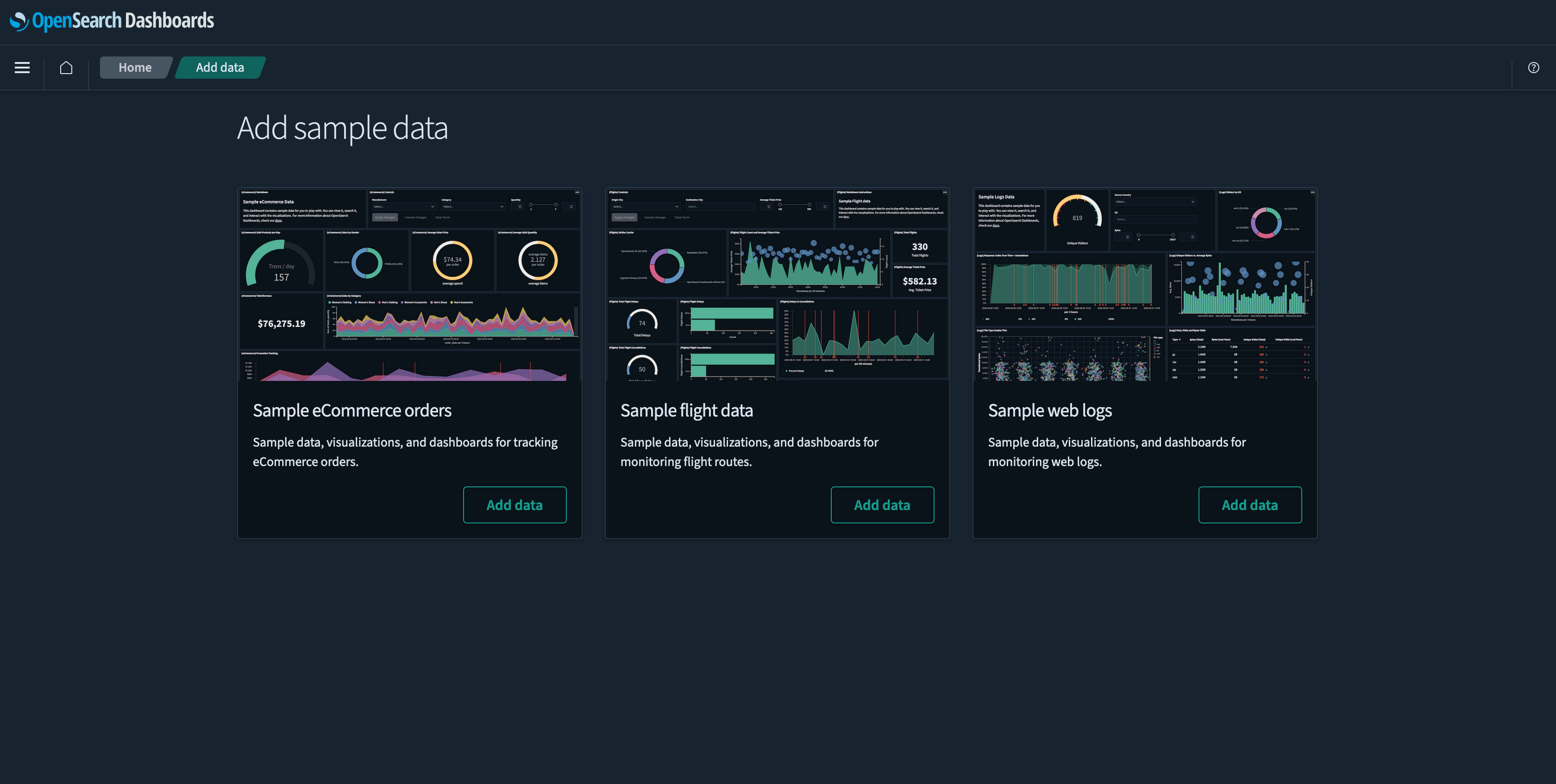 Sample datasets