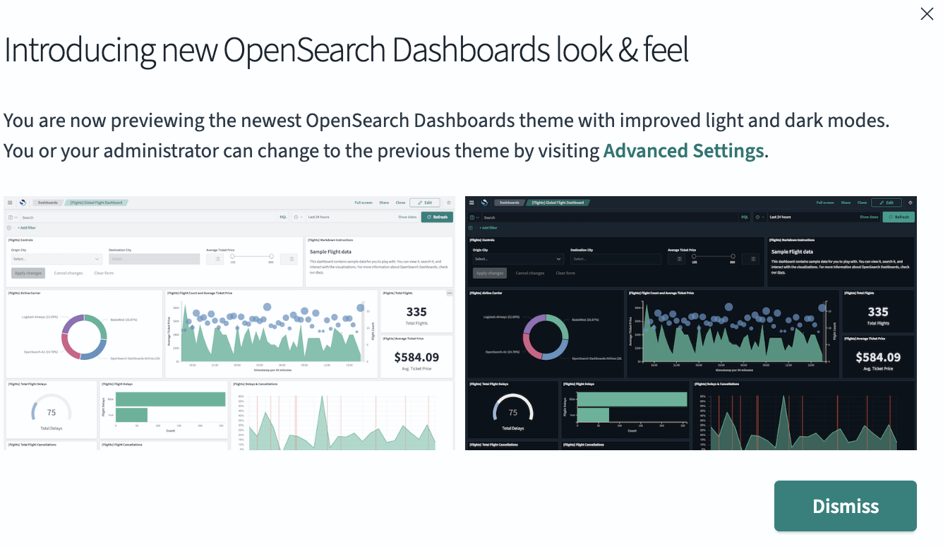 Light and dark mode UI on Discover and Dashboard tools' home page