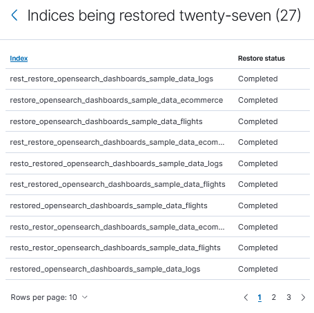 Restore Indices