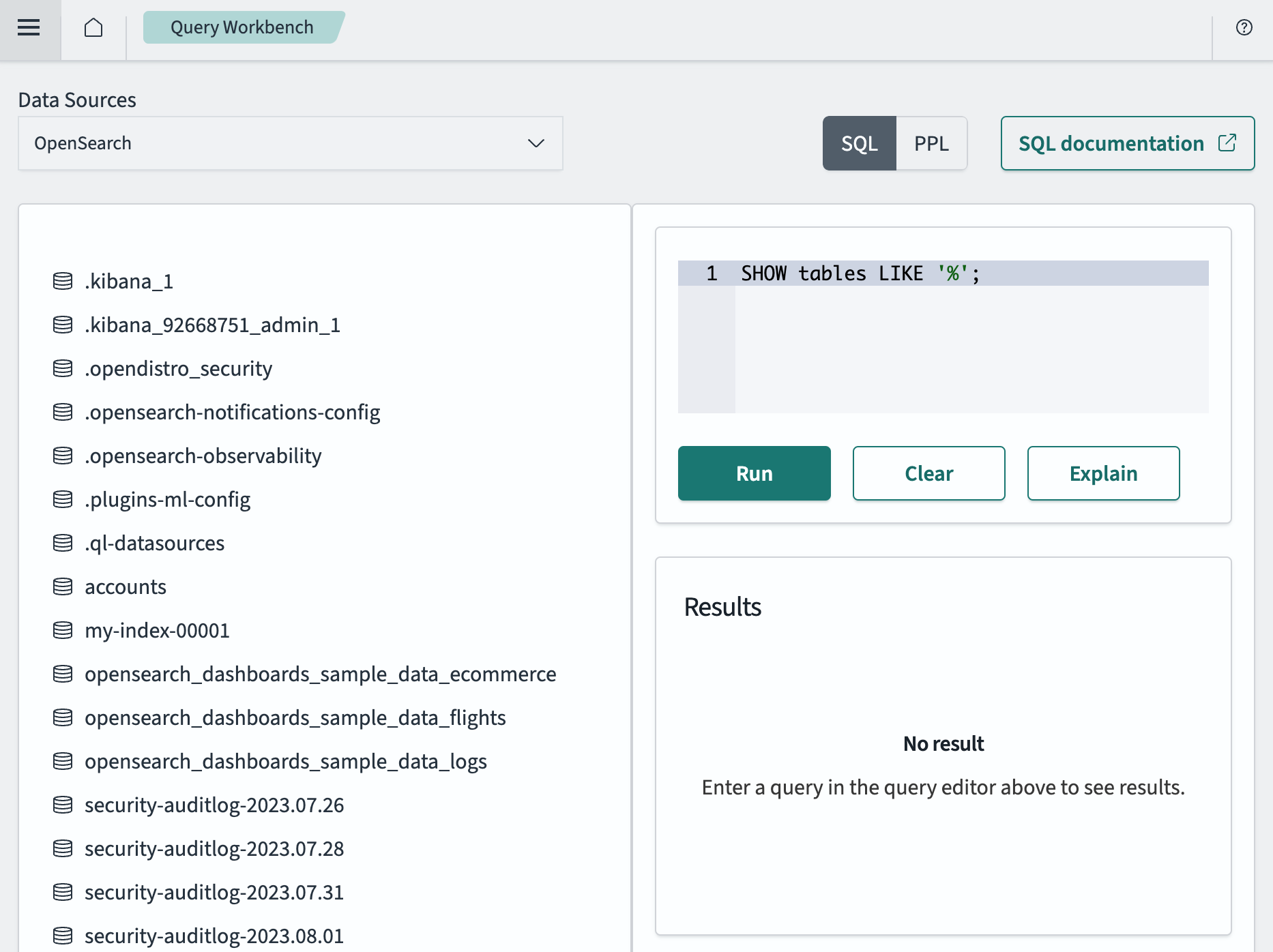 Query Workbench interface within OpenSearch Dashboards