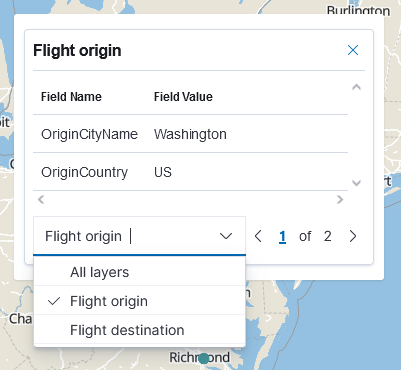 Tooltip with a layer selection panel