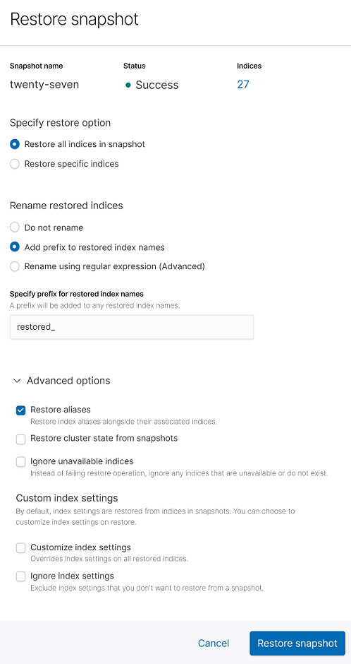 Restore Snapshot