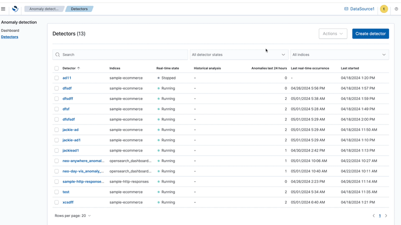 Multiple data sources in Anomaly Detection dashboard page