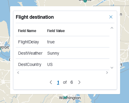 Flight destination tooltip