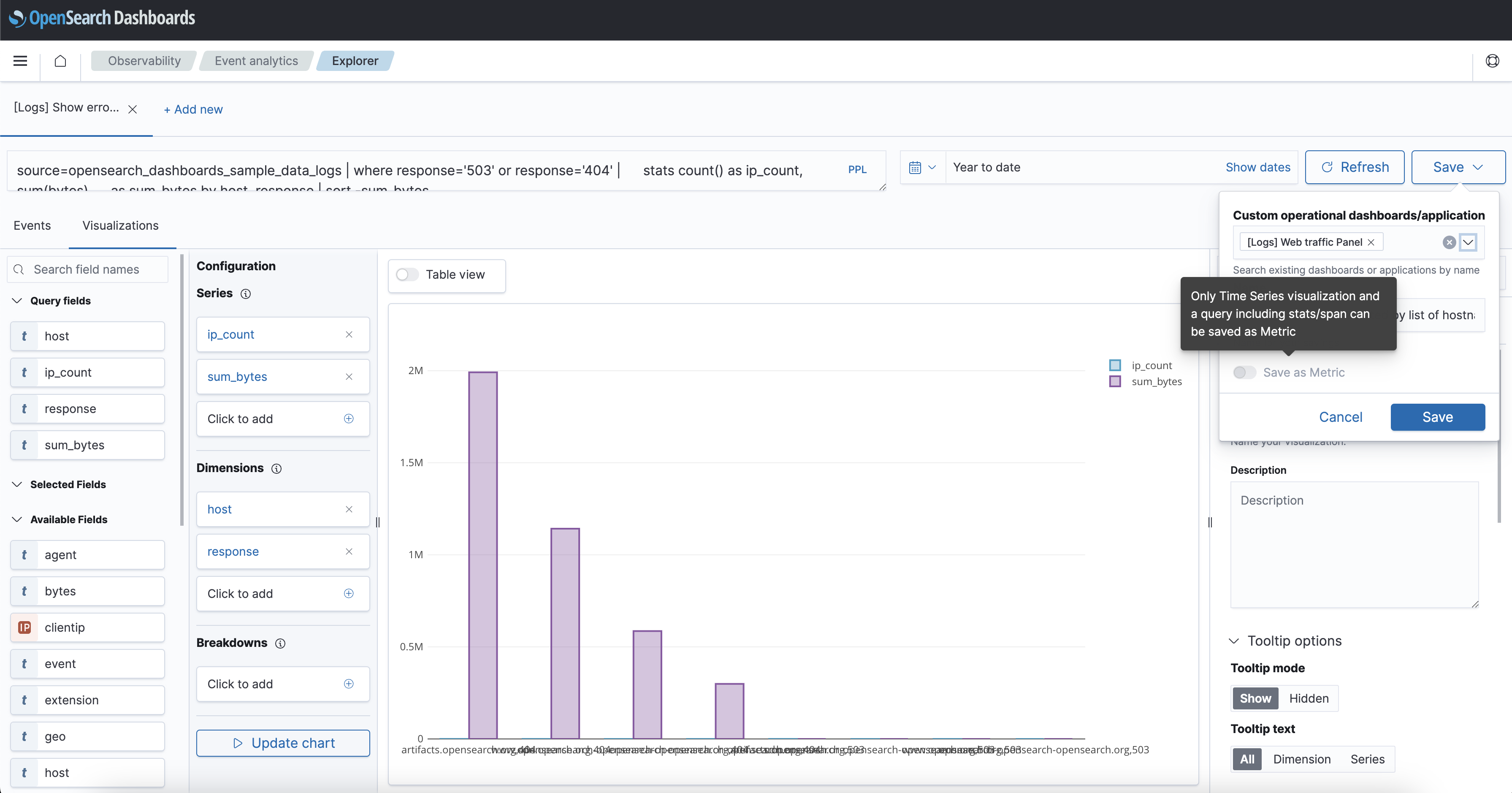 Saving queries as metrics