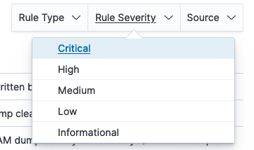 Rule menus for filtering results