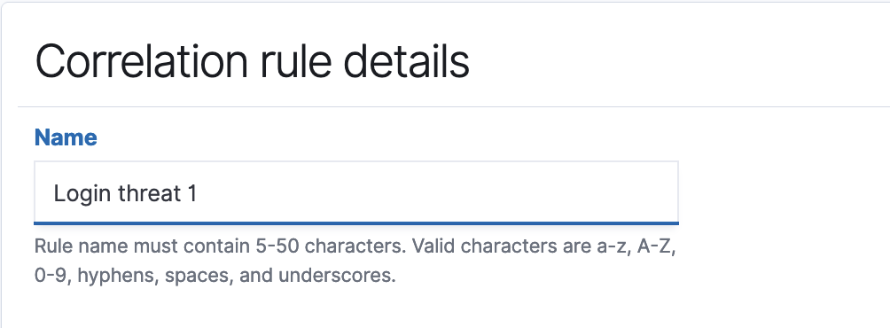 The correlation rule name