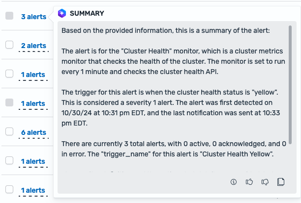 Alert summary