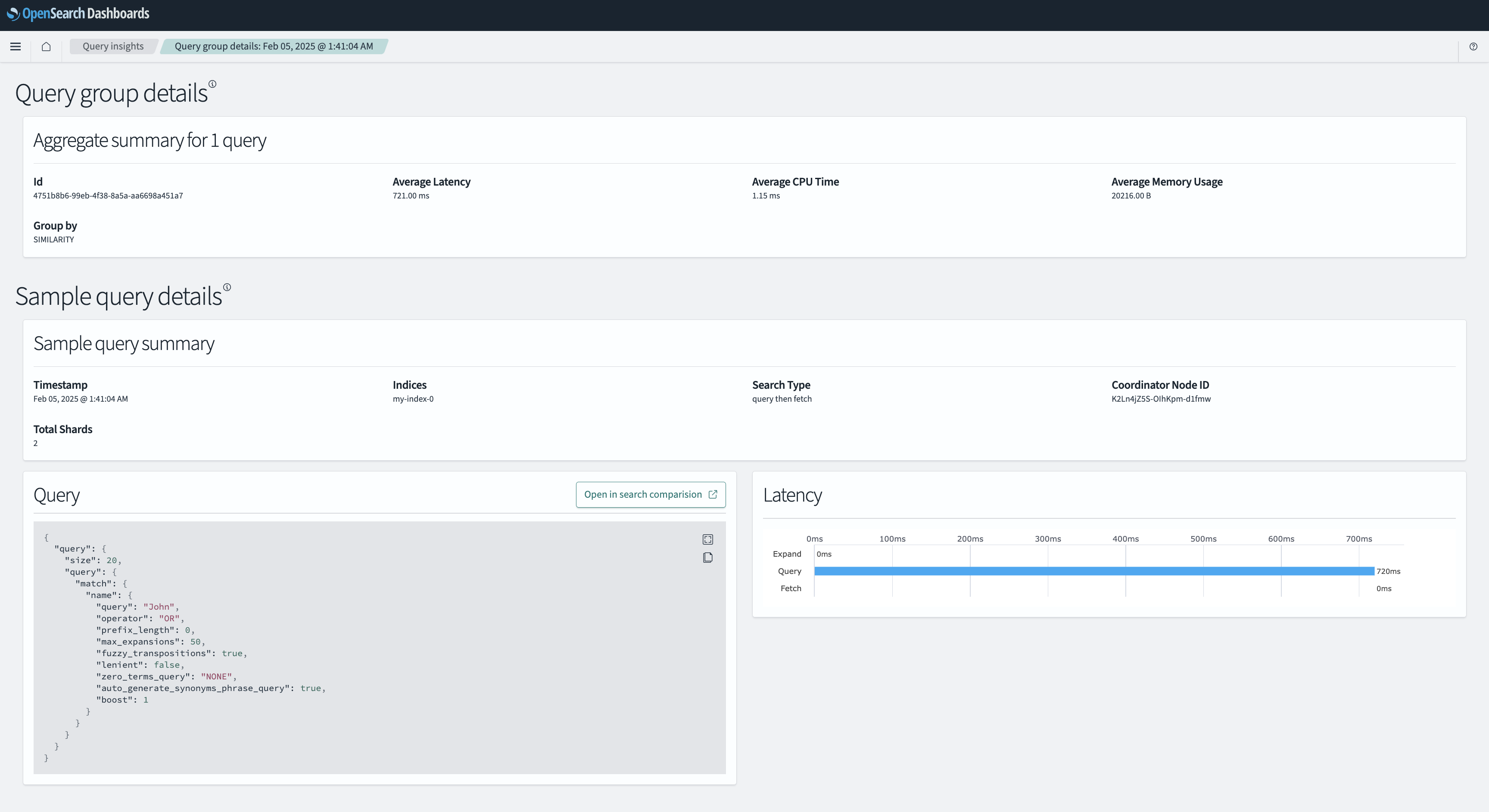 Query Group Details