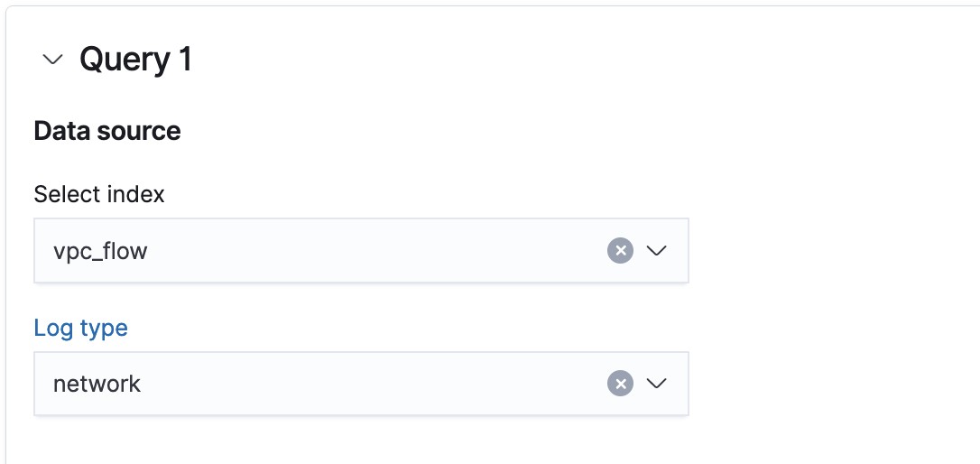 The data source and log type for the query