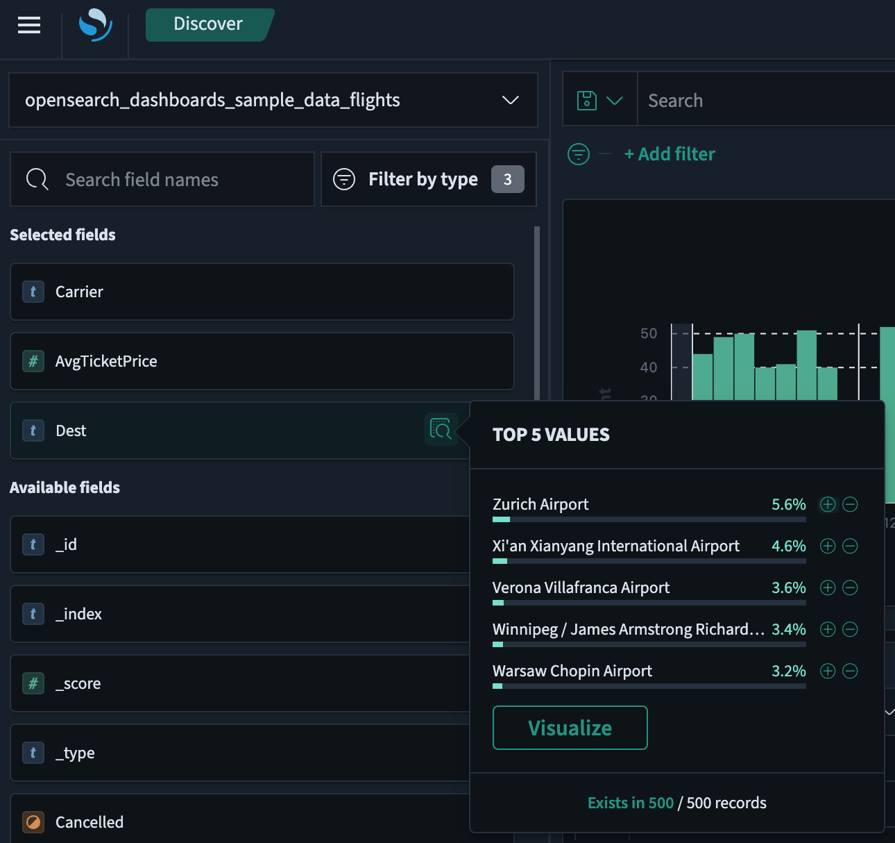 Visualize data findings interface