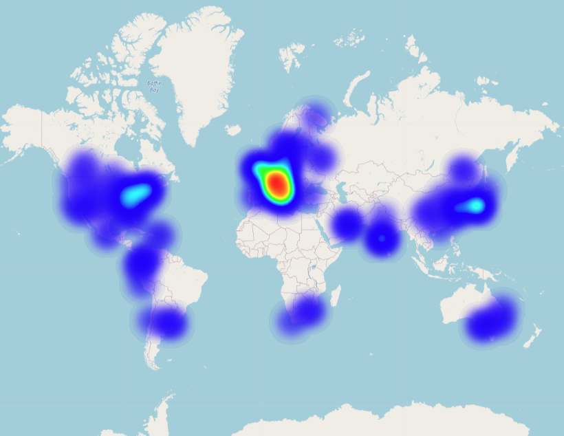 Example region map in OpenSearch Dashboards