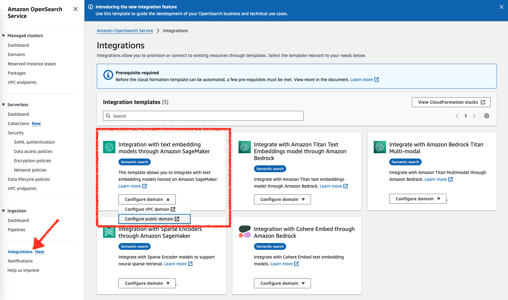 Semantic search CloudFormation integration