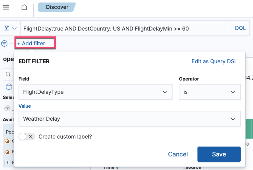 Filter data by FlightDelayType field