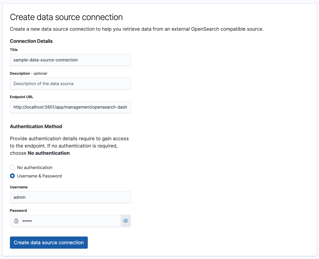 Data sources settings verification user interface
