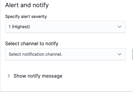 Notification settings for the alert