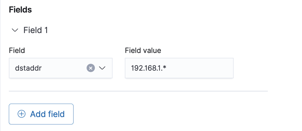 The field and field value for the query