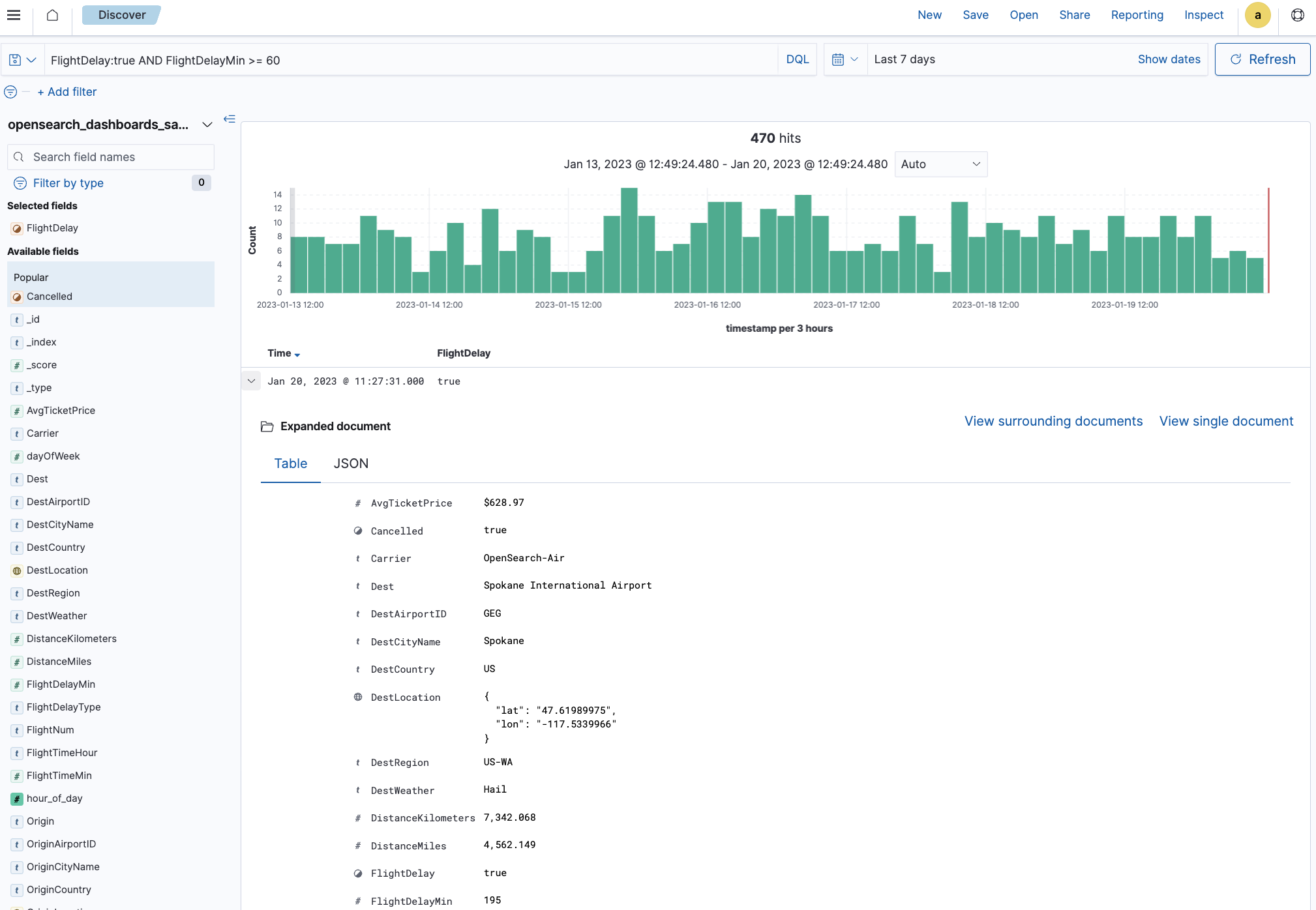 Searching data interface