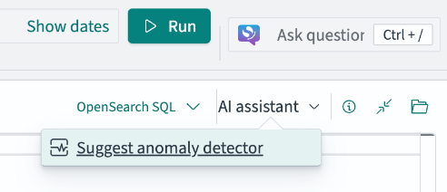 Click the Suggest anomaly detector action