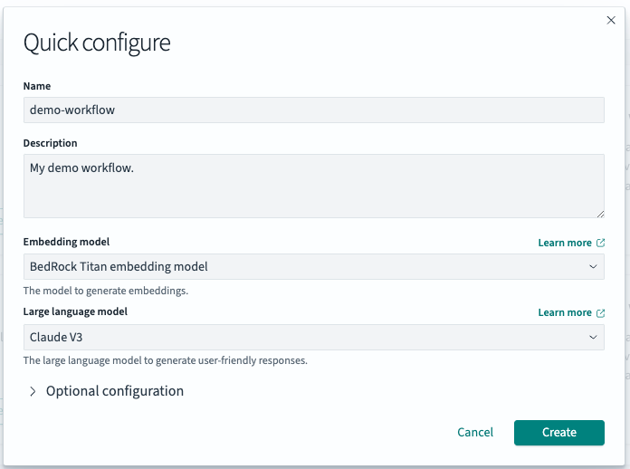 Quick configure modal