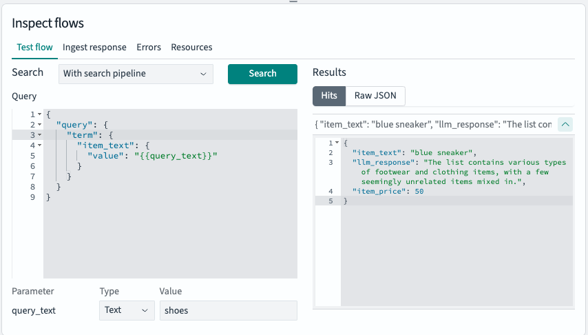 Test search flow