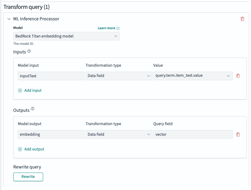 Transform query