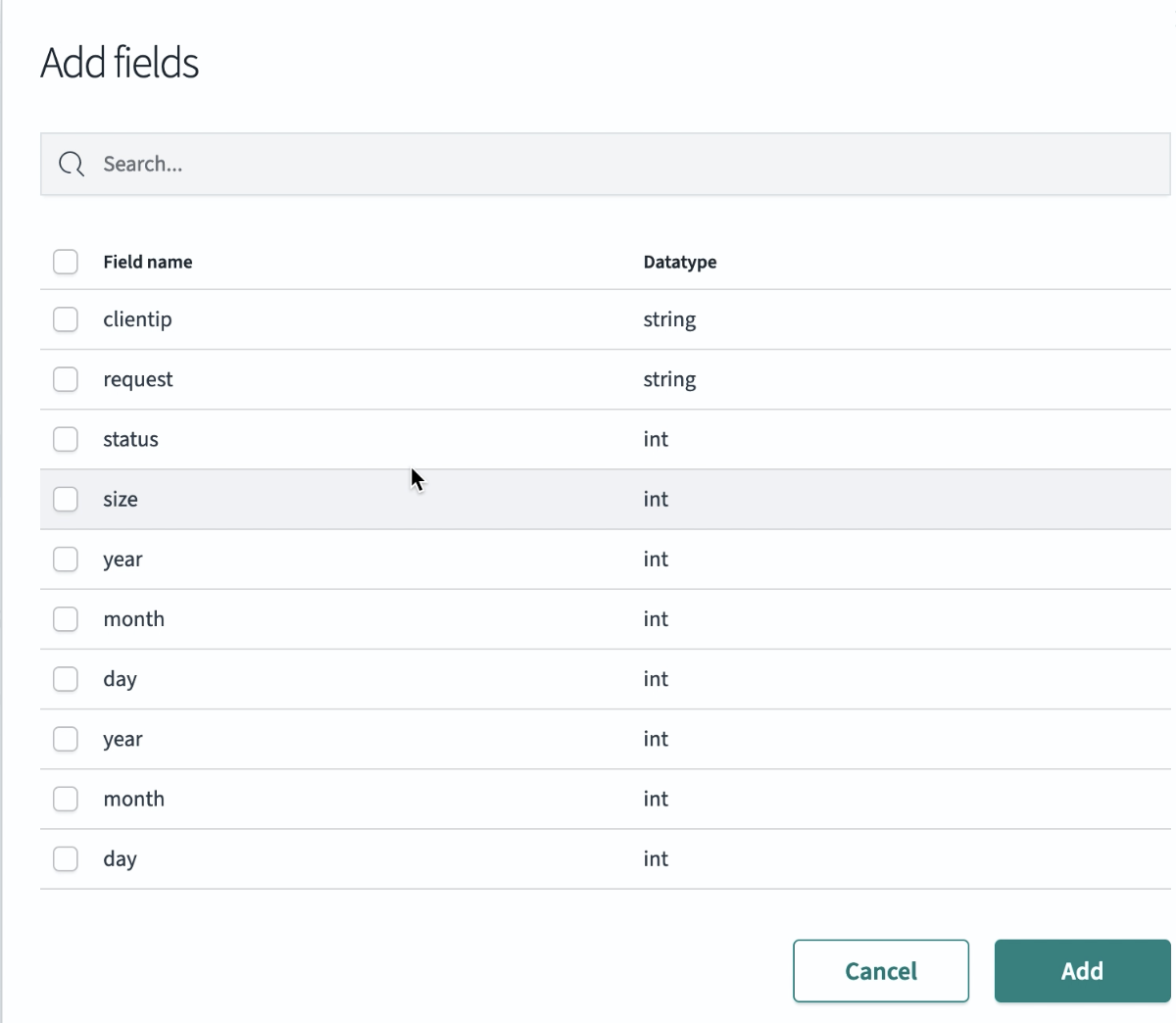 Skipping index add fields