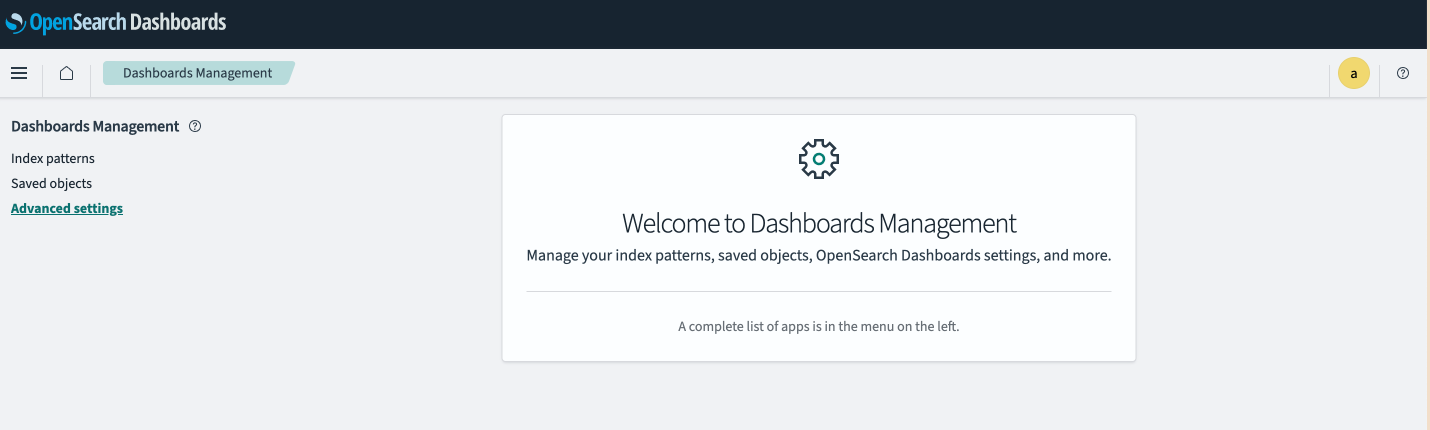 Dashboards Management interface