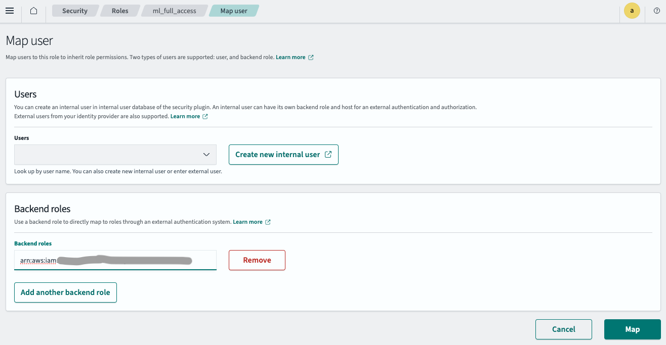 Mapping a backend role