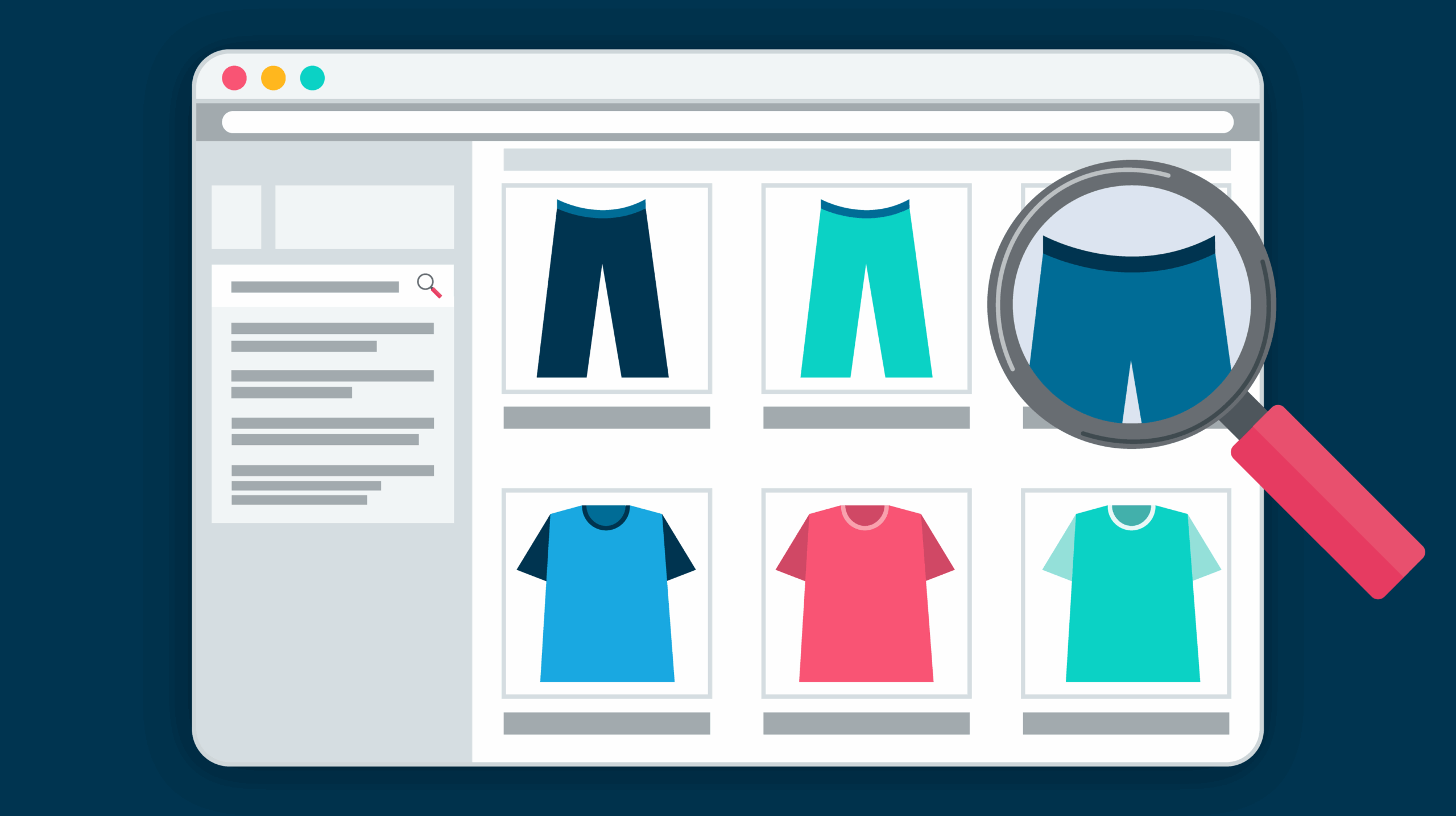 Image of a product page showing a variety of products with comparison tools and filtered search results on the left side.