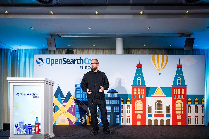 A person delivering a keynote speech